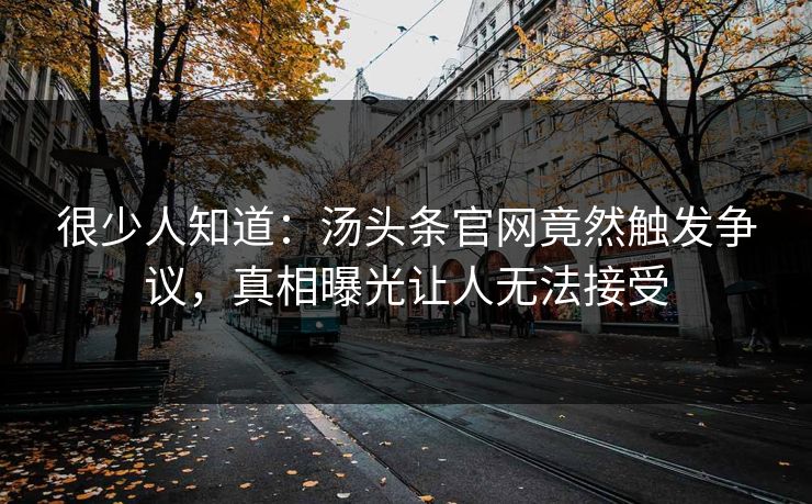 很少人知道：汤头条官网竟然触发争议，真相曝光让人无法接受