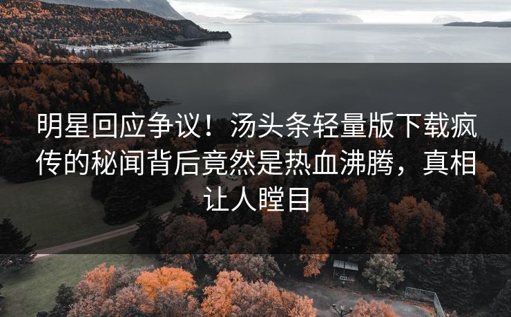 明星回应争议！汤头条轻量版下载疯传的秘闻背后竟然是热血沸腾，真相让人瞠目